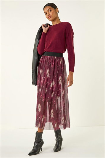 Abstract Print Mesh Overlay Skirt 17069311