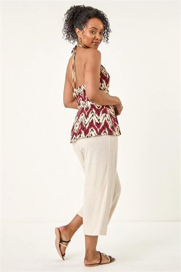 Petite Abstract Halter Neck Stretch Top 19427781