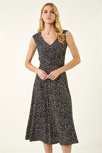 Polka Dot Twist Front Dress 14827308