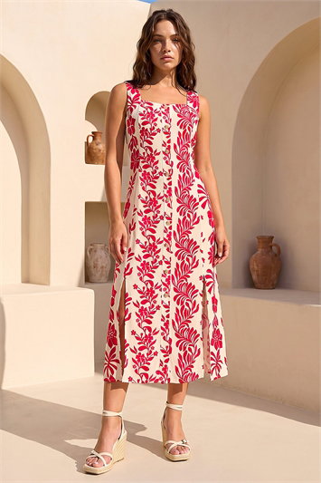 Petite Button Front Midi Dress 14777678