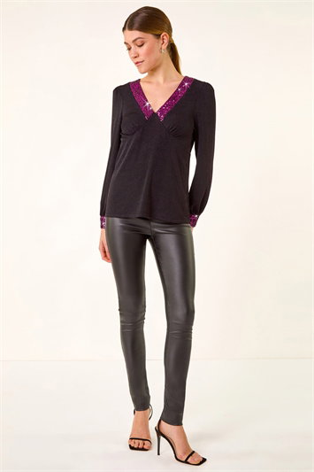 Shimmer Sequin V-Neck Top 19437732