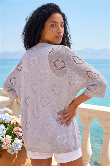 Pointelle Heart Knit Cardigan 16209485