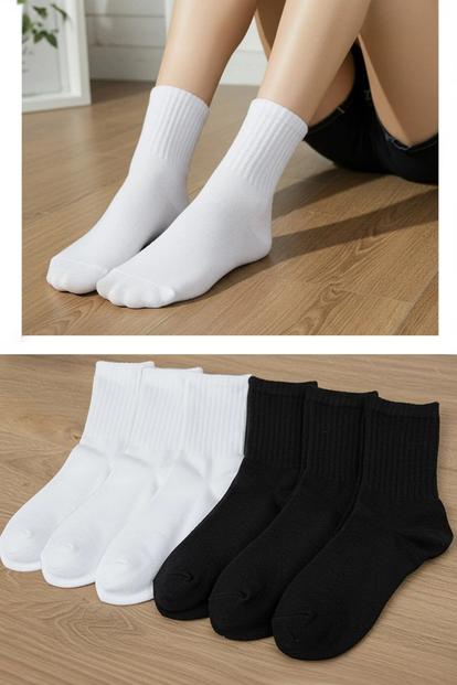Multi 6 Pack Cotton Ribbed Knit Crew Socks