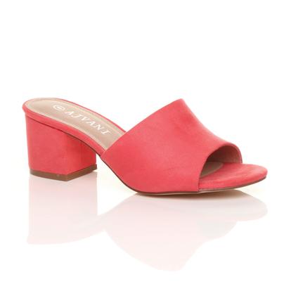 Mid Block Heel Peep Toe Mules Sandals M000034458