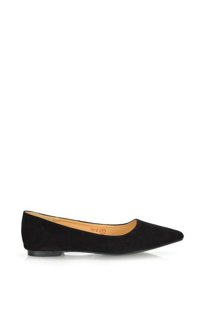 Black 'Alessia' Pointed Toe Low Heel Bridal Ballerina Pump Shoes