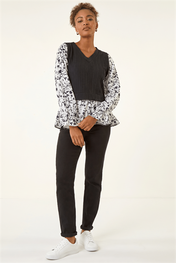 Floral Mock Shirt Jumper 19454108