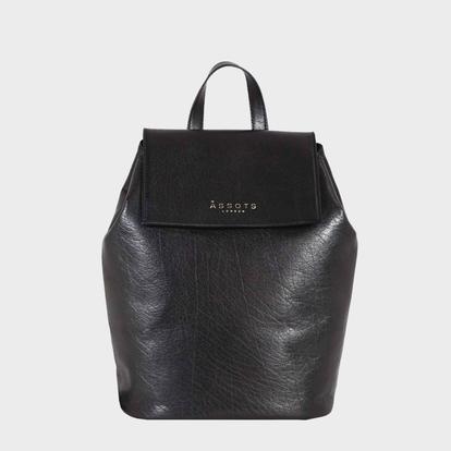 Black 'Jermyn' Classic Full Grain Leather Flap-Over Backpack