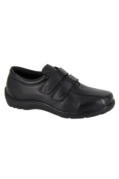 Black Softie Leather Extra Wide Casual Shoes