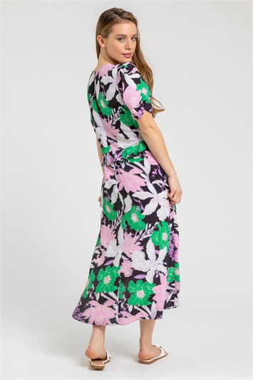 Petite Frill Waist Floral Midi Dress 14231834