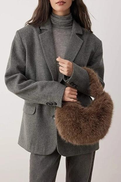 Black Women's Faux Fur Crescent Mini Grab Bag