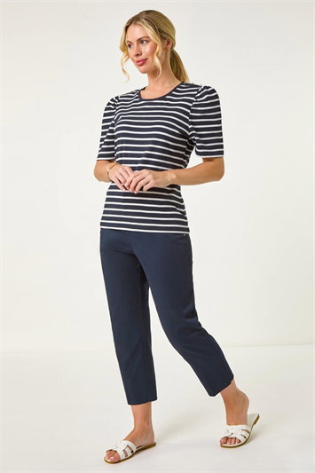 Petite Stripe Ruched Top 19407060