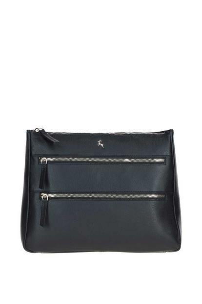 Black 'Aintree' Genuine Leather Shoulder Bag