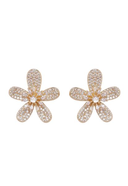 Metallic Blossoming Floral Stud Earrings
