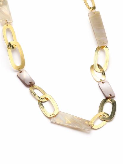 Cream Mixed Link Shell Accent Necklace