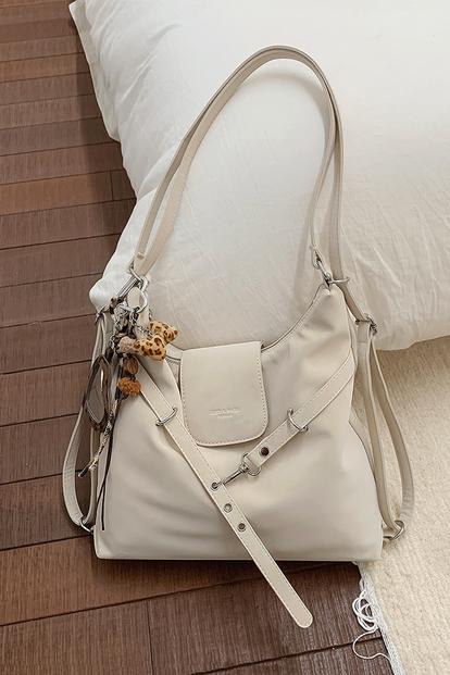 Black 'Elissa' Slouchy Shoulder Strap Tote Bag With Keychain Charm