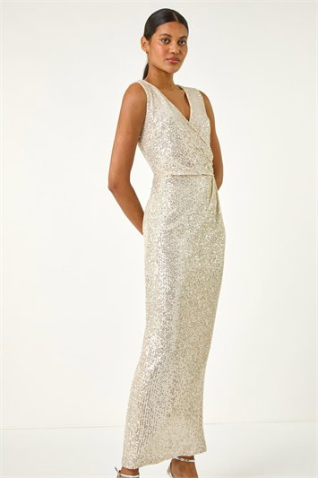 Sequin Side Twist Wrap Maxi Dress 14262785