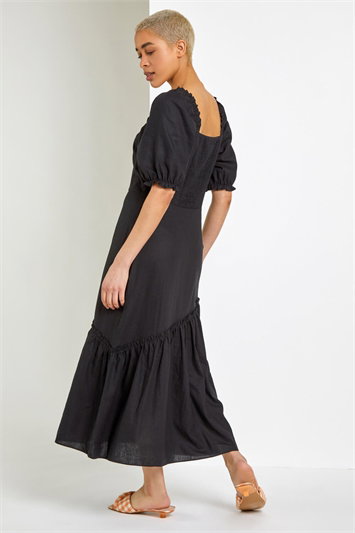 Square Neck Asymmetric Tiered Midi Dress 14239508
