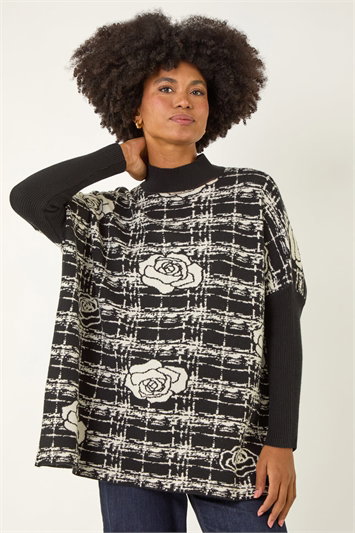 Plaid Rose Detail Knit Jumper 16306708