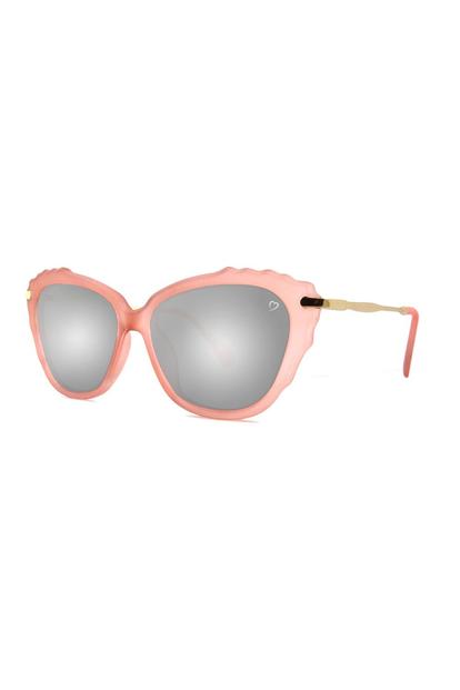 Pink Ruby Rocks Monaco Ripple Edge Pink And Gold Frame Sunglasses