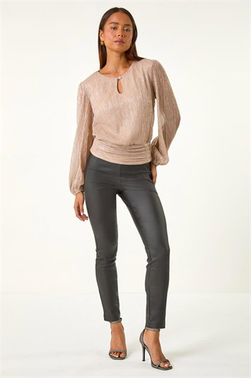 Petite Crinkle Keyhole Shimmer Top 19355846