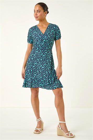 Petite Polka Dot Frill Hem Dress 14905560