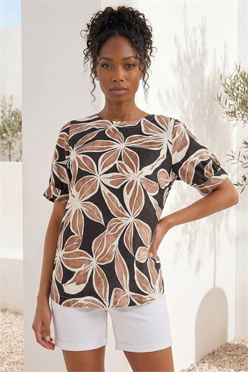 Cream Floral Print Top