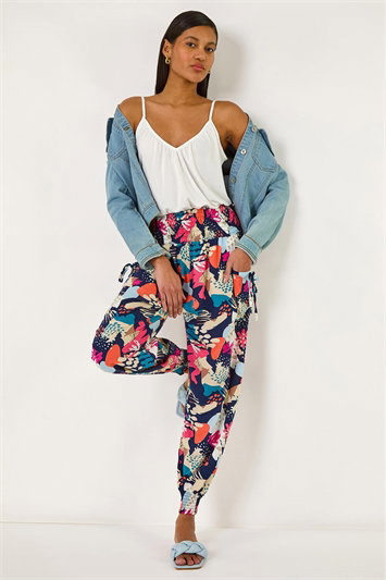 Blue Abstract Tie Pocket Trousers