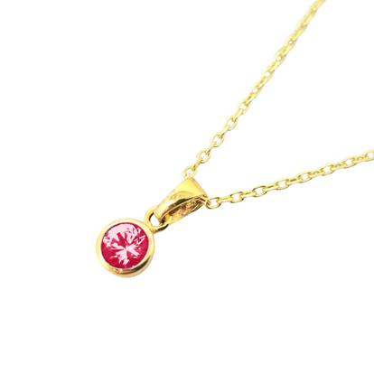 Pink Mini Round Ruby July Birthstone Pendant Necklace