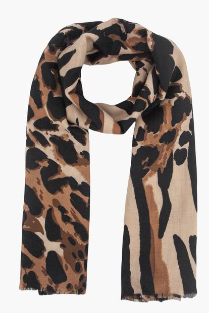 Green Bold Animal Print Lightweight Scarf
