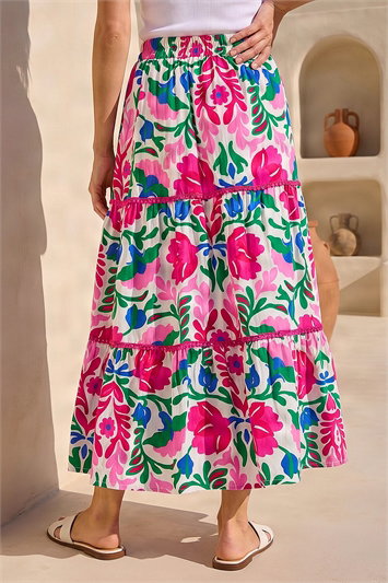 Floral Print Tiered Skirt 17075872