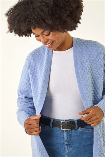 Blue Waffle Knit Cardigan