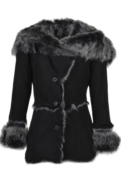 'Muna' Toscana Long Haired Shearling Jacket With Large Hood M000059335
