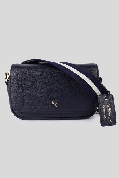 Black 'Eleganza Milano' Real Leather Flapover Crossbody Bag