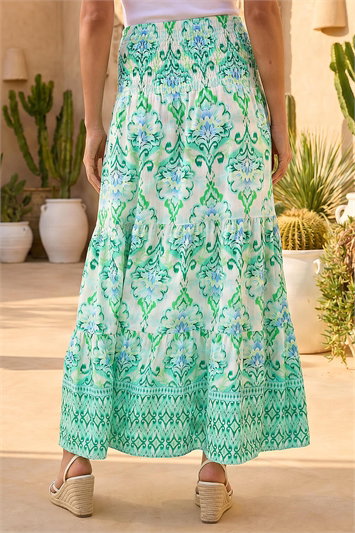 Paisley Print Tiered Maxi Skirt 17075234