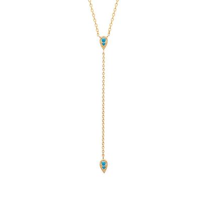 Metallic 18Ct Gold Plated Blue Turquoise Necklace