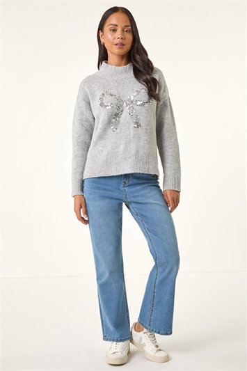 Petite Sequin Bow Knit Jumper 16308036