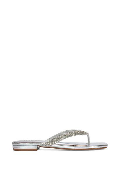 'Blake' Flat Slip On Diamante Sandals With Thong Strap M000016741