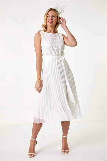 Petite Lace Pleat Midi Dress 14691238