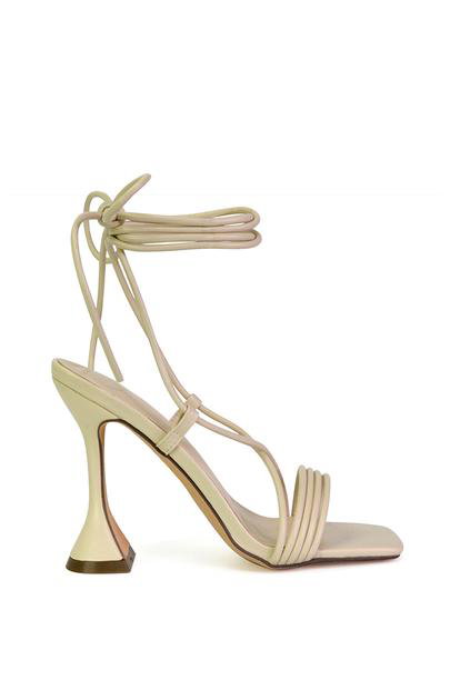 Green 'Axel' Strappy Lace Up Square Toe Block Sculptured Heels