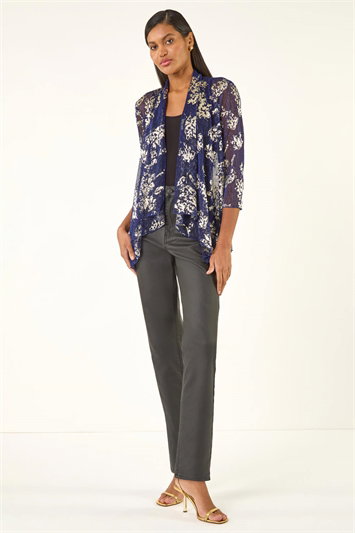 Floral Plisse Jersey Cardigan 19438833