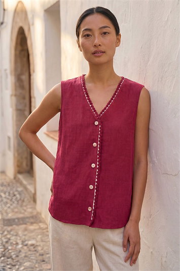 Petite V-Neck Trim Detail Top 10229395