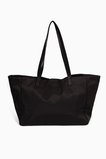 Black Plain Large Carry All Tote Bag