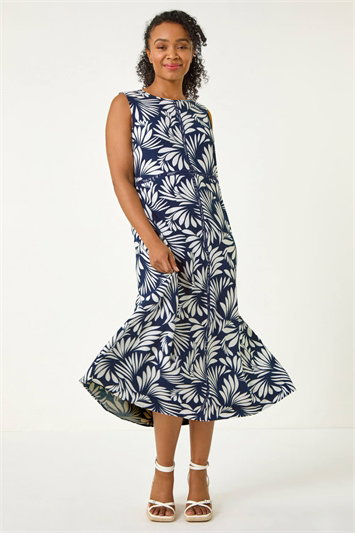 Petite Tropical Trim Midi Dress 14672960