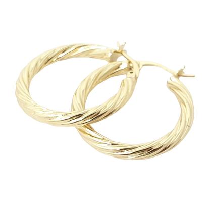 Metallic Twisted Gold Plated Round Minimalist Stylish Hoops