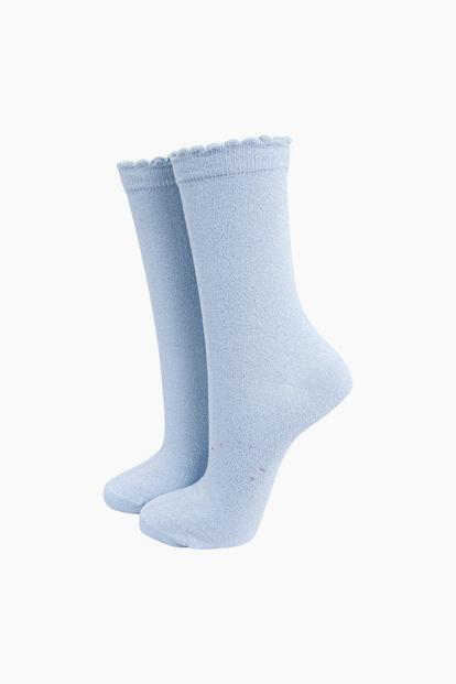 Purple Plain Combed Cotton Glitter Socks
