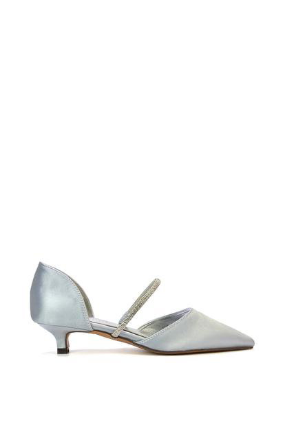 Black 'Laura' Diamante Strap Kitten Heel Pointed Toe Court Shoes
