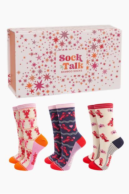 Multi Bamboo Socks Gift Box - Lobsters