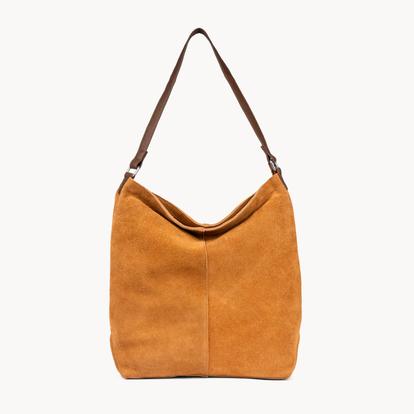 Black 'Tina' Suede Real Leather Unlined Slouchy Shopper Tote Bag
