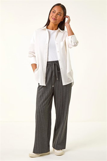 Petite Stripe Wide Leg Stretch Trouser 18099836