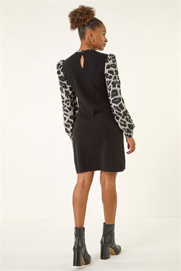 Animal Print Mix Frill Short Dress 14811436